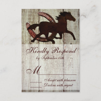 Cowboy Horse Hoefijzer Country Style Weddenschap R RSVP Kaartje