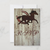 Cowboy Horse Hoefijzer Country Style Weddenschap R RSVP Kaartje (Achterkant)