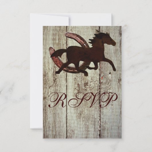 Cowboy Horse Hoefijzer Country Style Weddenschap R RSVP Kaartje (Achterkant)