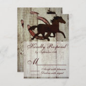 Cowboy Horse Hoefijzer Country Style Weddenschap R RSVP Kaartje (Voorkant / Achterkant)