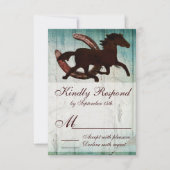 Cowboy Horse Hoefijzer Country Style Weddenschap R RSVP Kaartje (Voorkant)