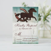 Cowboy Horse Hoefijzer Country Style Weddenschap R RSVP Kaartje (Staand voorkant)