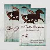 Cowboy Horse Hoefijzer Country Style Weddenschap R RSVP Kaartje (Voorkant / Achterkant)