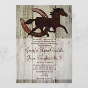 Cowboy Horse Hoefijzer Country Wedding Invitations Kaart
