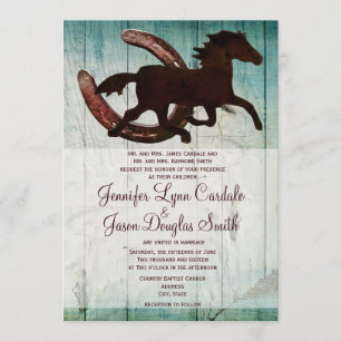 Cowboy Horse Hoefijzer Country Wedding Invitations Kaart