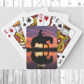 Cowboy Horse in Texas Sunset Personalize Name Pokerkaarten