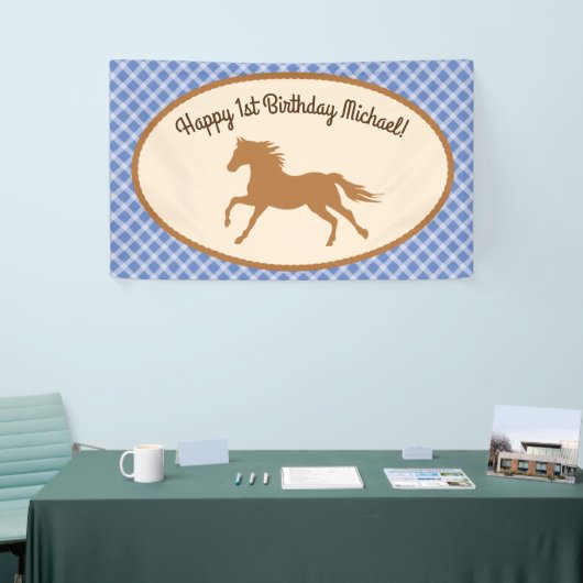 Cowboy Horse Pony Cute 1st Birthday Party Thema Spandoek (Beurs)