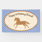 Cowboy Horse Pony Cute 1st Birthday Party Thema Spandoek (Horizontaal)