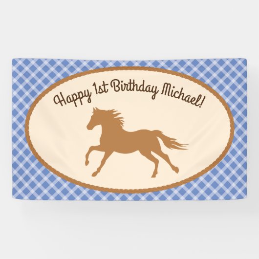 Cowboy Horse Pony Cute 1st Birthday Party Thema Spandoek (Horizontaal)