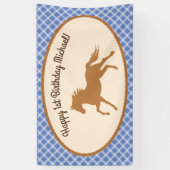 Cowboy Horse Pony Cute 1st Birthday Party Thema Spandoek (Verticaal)