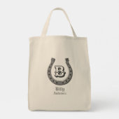 Cowboy Horse Shoe Personalized Monogram Tote Bag (Achterkant)