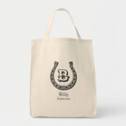 Cowboy Horse Shoe Personalized Monogram Tote Bag (Voorkant)