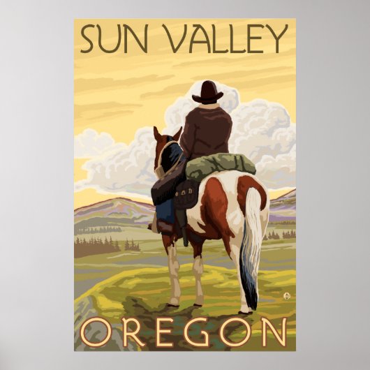 Cowboy & Horse - Sun Valley, Idaho Poster (Voorkant)