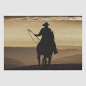 Cowboy Horse Sunset Silhouette Tissuepapier (Voorkant)