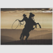 Cowboy Horse Sunset Silhouette Tissuepapier (Voorkant)
