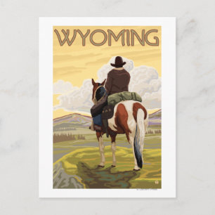 Cowboy & Horse WyomingVintage Travel Poster Briefkaart