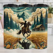 Cowboy Horseback Ride Mountain Cabin Thermosbeker