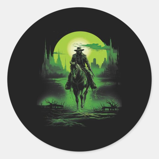 Cowboy Horseck Riding Saloon Gunfight Sheriff 1 Ronde Sticker (Voorkant)