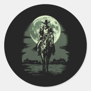 Cowboy Horseck Riding Saloon Gunfight Sheriff Ronde Sticker