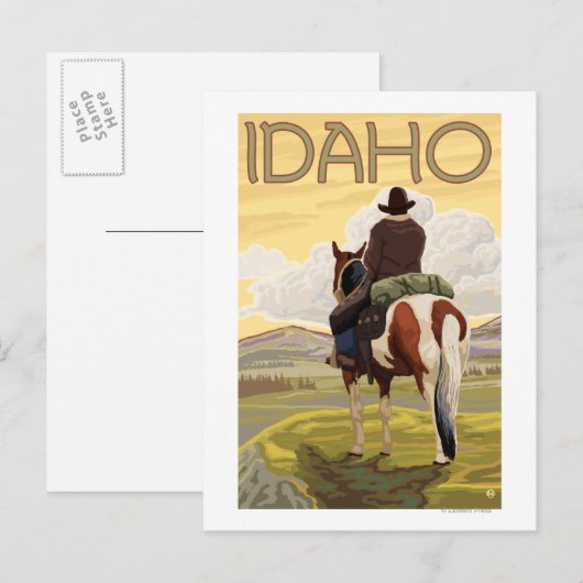 Cowboy & HorseIdahoVintage Travel Poster Briefkaart (Voorkant / Achterkant)