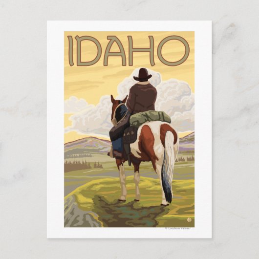 Cowboy & HorseIdahoVintage Travel Poster Briefkaart (Voorkant)