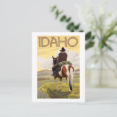 Cowboy & HorseIdahoVintage Travel Poster Briefkaart (Staand voorkant)