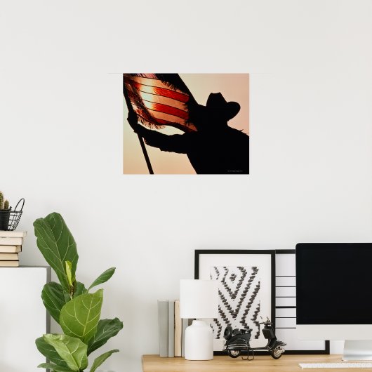 Cowboy houdster met sterren en strepen, silhouette poster (Thuiskantoor)