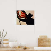 Cowboy houdster met sterren en strepen, silhouette poster (Keuken)