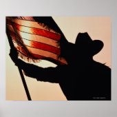 Cowboy houdster met sterren en strepen, silhouette poster (Voorkant)
