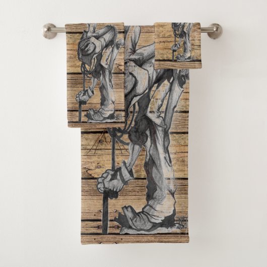 Cowboy, houtwaren bad handdoek (Insitu)