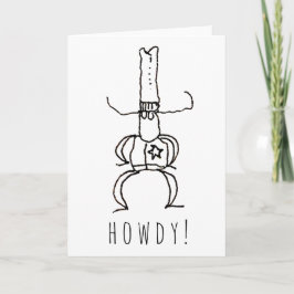 Cowboy Howdy Cartoon Drawing Doodle Greeting Card Kaart
