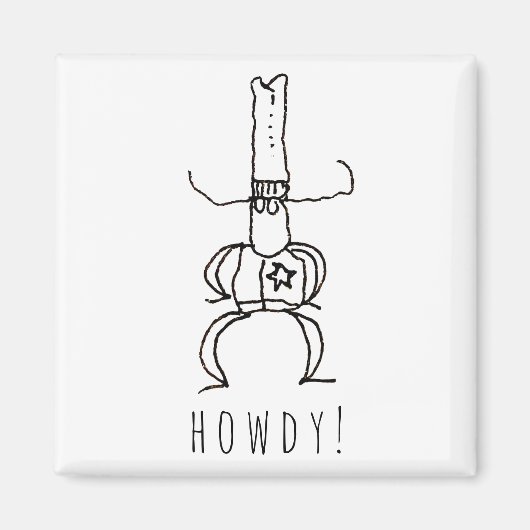 Cowboy Howdy Cartoon Tekening Doodle  Magneet (Voorkant)