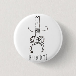 Cowboy Howdy Cartoon Tekening Doodle  Ronde Button 3,2 Cm