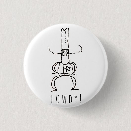 Cowboy Howdy Cartoon Tekening Doodle  Ronde Button 3,2 Cm (Voorkant)