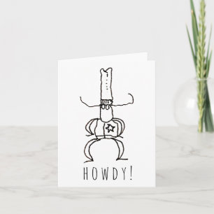 Cowboy Howdy Cartoon Tekening Doodle Vouw Notitiekaartje