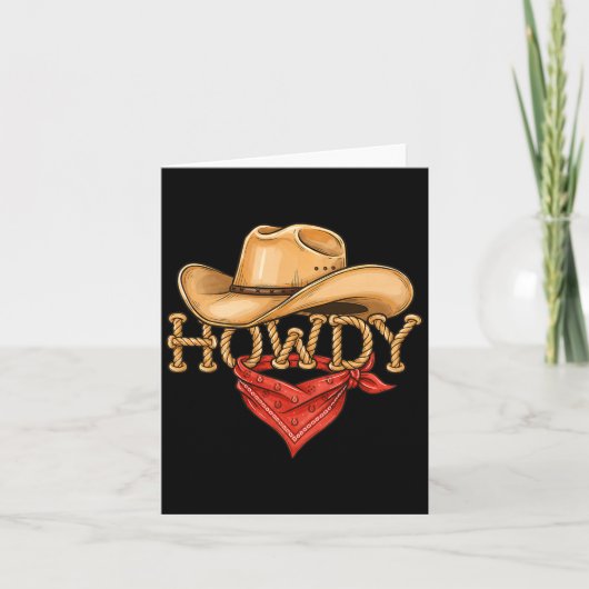 Cowboy Howdy Rope Hat Bandana Western Rodeo Design Kaart (Voorkant)