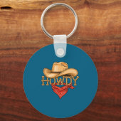 Cowboy Howdy Rope Hat Bandana Western Rodeo Design Sleutelhanger (Voorkant)