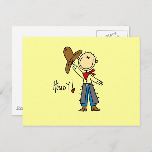 Cowboy Howdy T-shirts en cadeautjes Briefkaart (Voorkant / Achterkant)
