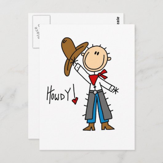 Cowboy Howdy T-shirts en cadeautjes Briefkaart (Voorkant / Achterkant)