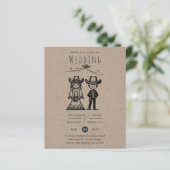 Cowboy-huwelijkscartoon Bruid Bruidegom Handgeteke (Staand voorkant)