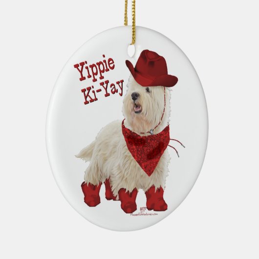 Cowboy in Boots Keramisch Ornament (Rechts)