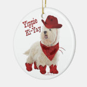 Cowboy in Boots Keramisch Ornament (Links)