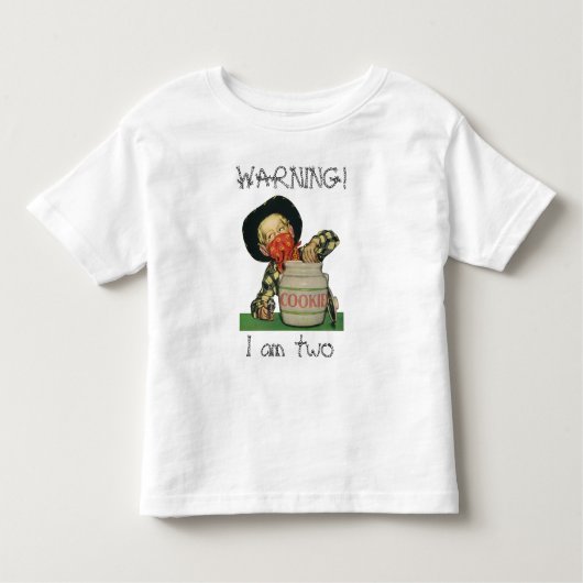  Cowboy in Cookie Jar, Waarschuwing, ik ben twee! Kinder Shirts (Voorkant)