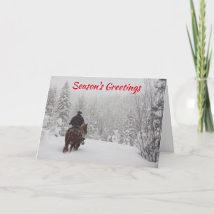 Cowboy in de Snow Ranch-kerstkaarten Kaart