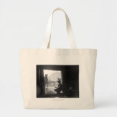 Cowboy in een deur met paarden grote tote bag (Voorkant)