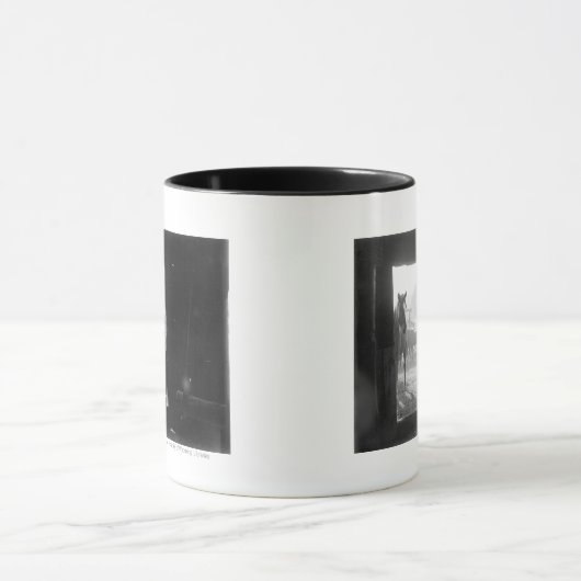 Cowboy in een deur met paarden mok (Midden)