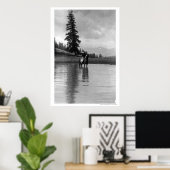 Cowboy in een vijver poster (Thuiskantoor)