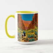 Cowboy in Kuifachtige stijl | Levendige canyon sce Mok (Links)