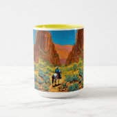 Cowboy in Kuifachtige stijl | Levendige canyon sce Mok (Midden)