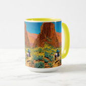 Cowboy in Kuifachtige stijl | Levendige canyon sce Mok (Voorkant rechts)